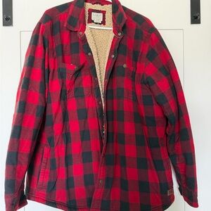 Men's LL Bean Red and Black Plaid Jacket